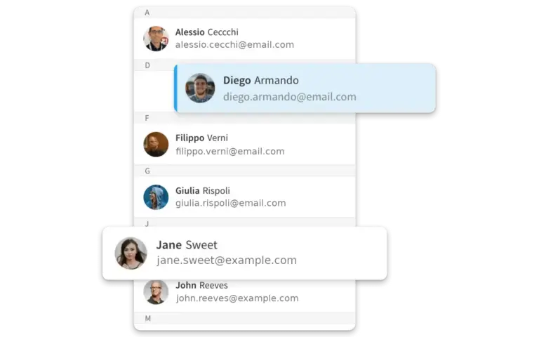 Webmail interfeysi - kontaktlar