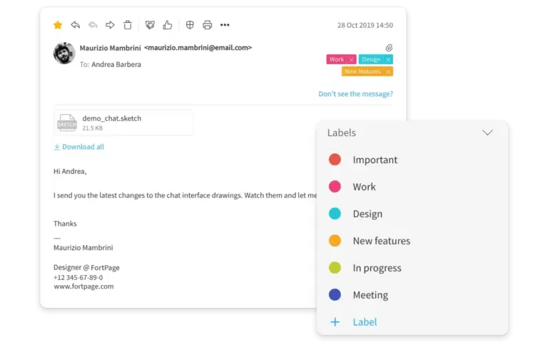 Webmail interfeysi - istifadəçi paneli